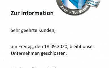 Den Artikel lesen: GESCHLOSSEN 18.09.2020